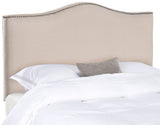 Safavieh Jeneve Headboard King Winged Taupe and Brass Fabric Wood Metal Plywood Linen Foam Iron Stainless Steel MCR4031D 683726673606