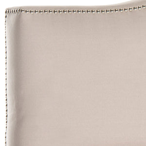 Safavieh Jeneve Headboard King Winged Taupe and Brass Fabric Wood Metal Plywood Linen Foam Iron Stainless Steel MCR4031D 683726673606