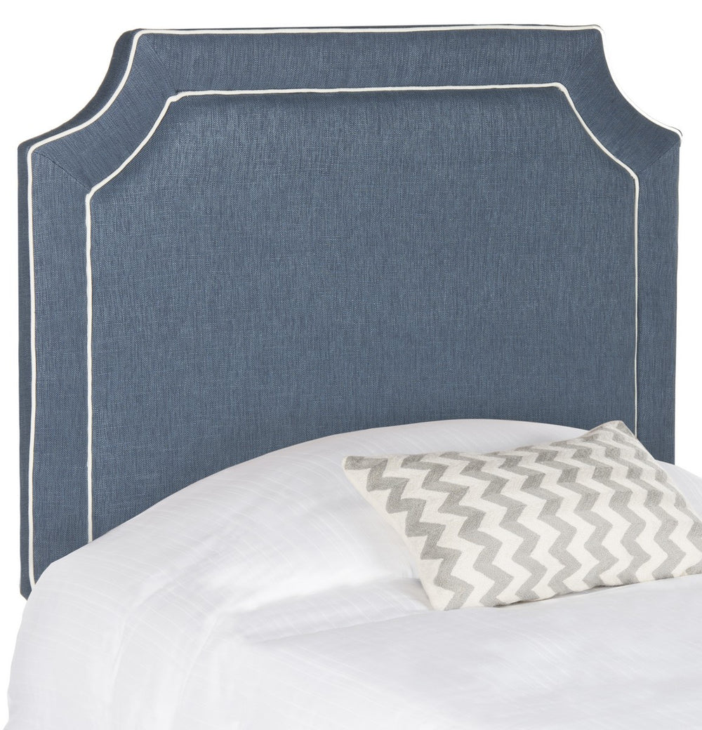 Dane Denim Blue Twin Headboard with White Piping - Chic Organic Fabric Design for Stylish Bedrooms