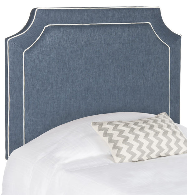 Safavieh Dane Denim Blue & White Piping Headboard Denim Blue & White Piping Fabric/Wood/Metal MCR4686C