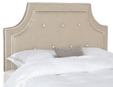 Safavieh Tallulah Headboard King Arched Tufted Oyster and Black Fabric Wood Metal Plywood Linen Polyester Viscose Foam MCR4045B-K 889048011939