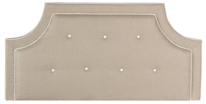 Safavieh Tallulah Headboard King Arched Tufted Oyster and Black Fabric Wood Metal Plywood Linen Polyester Viscose Foam MCR4045B-K 889048011939