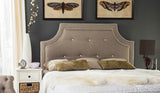 Safavieh Tallulah Headboard Twin Arched Tufted Oyster and Black Fabric Wood Metal Plywood Linen Polyester Viscose Foam MCR4045B-T 889048011816