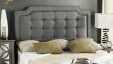 Safavieh Sapphire Headboard King Tufted Grey and Black Fabric Wood Metal Plywood Linen Foam Iron MCR4047B-K 889048151161