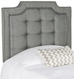 Safavieh Sapphire Headboard King Tufted Grey and Black Fabric Wood Metal Plywood Linen Foam Iron MCR4047B-K 889048151161