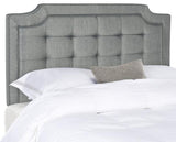 Safavieh Sapphire Headboard Queen Tufted Grey and Black Fabric Wood Metal Plywood Linen Foam Iron MCR4047B-Q 889048151086