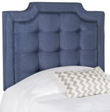 Safavieh Sapphire Headboard Queen Tufted Navy and Black Fabric Wood Metal Plywood Polyester Foam Iron MCR4047C-Q 889048151093