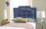 Safavieh Sapphire Headboard Queen Tufted Navy and Black Fabric Wood Metal Plywood Polyester Foam Iron MCR4047C-Q 889048151093