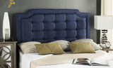 Safavieh Sapphire Headboard Queen Tufted Navy and Black Fabric Wood Metal Plywood Polyester Foam Iron MCR4047C-Q 889048151093