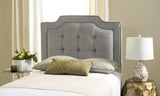 Safavieh Sapphire Headboard Full Tufted Velvet Pewter and Black Fabric Wood Metal Plywood Polyester Foam Iron MCR4047E-F 889048151031