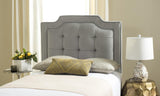 Safavieh Sapphire Headboard Queen Tufted Velvet Pewter and Black Fabric Wood Metal Plywood Polyester Foam Iron MCR4047E-Q 889048151116