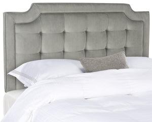 Safavieh Sapphire Headboard Twin Tufted Velvet Pewter and Black Fabric Wood Metal Plywood Polyester Foam Iron MCR4047E-T 889048150959