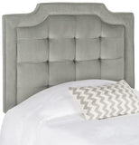 Safavieh Sapphire Headboard Twin Tufted Velvet Pewter and Black Fabric Wood Metal Plywood Polyester Foam Iron MCR4047E-T 889048150959