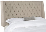 London Taupe Tufted Linen Headboard Flat Nail Heads