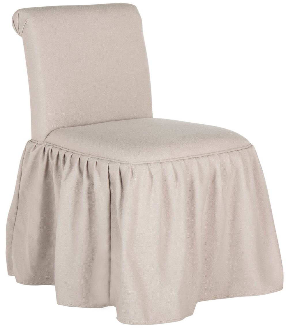 Safavieh Ivy Vanity Chair Taupe Wood Birch CA Foam Poly Fiber Linen MCR4200A 683726771661