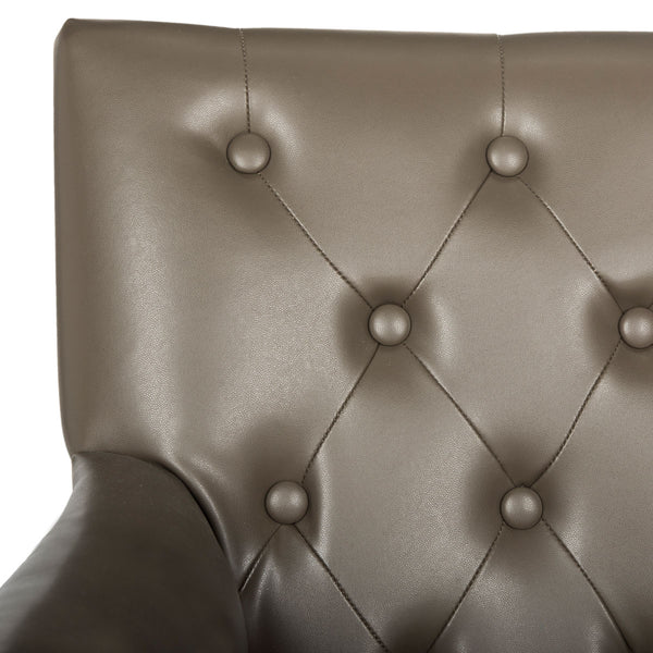 Safavieh Chambers Office Chair Clay Black Wood Birch CA Foam Poly Fiber Stainless Steel Bicast Leather MCR4209A 889048048706