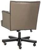 Safavieh Chambers Office Chair Clay Black Wood Birch CA Foam Poly Fiber Stainless Steel Bicast Leather MCR4209A 889048048706