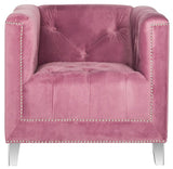 Safavieh Hollywood Club Chair Glam Tufted Acrylic Plum Clear Plastic Birch CA Foam Poly Fiber Stainless Steel Polyester MCR4212B 889048107977