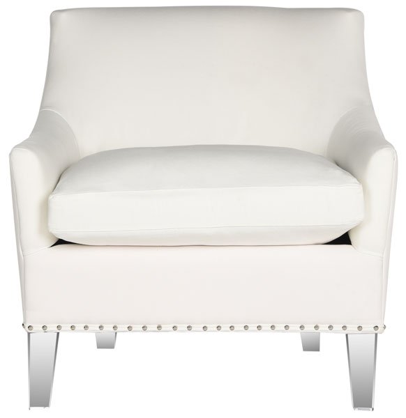 Safavieh Hollywood Club Chair Glam Tufted Acrylic White Clear Plastic Birch CA Foam Poly Fiber Stainless Steel Cotton MCR4214A 889048108004