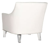 Safavieh Hollywood Club Chair Glam Tufted Acrylic White Clear Plastic Birch CA Foam Poly Fiber Stainless Steel Cotton MCR4214A 889048108004