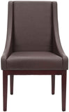 Safavieh Brown Armchair Leather Sloping Dark Cherry Wood Water Based Paint Birch CA Foam Polyester Fiber Bicast MCR4500C 683726745518