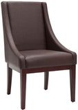 Safavieh Brown Armchair Leather Sloping Dark Cherry Wood Water Based Paint Birch CA Foam Polyester Fiber Bicast MCR4500C 683726745518