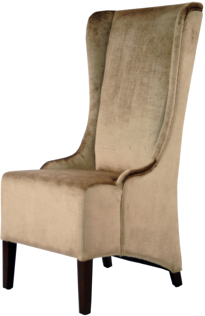 Safavieh Becall Dining Chair 20"H Velvet Dark Champagne Cherry Mahogany Wood Water Based Paint Birch CA Foam Poly Fiber Cotton MCR4501A 683726310730