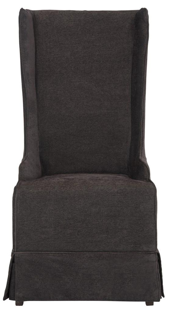 Safavieh Becall Dining Chair 20"H Linen Bark Cherry Mahogany Wood Water Based Paint Birch CA Foam Polyester Fiber Cotton Poly MCR4501D 683726814290