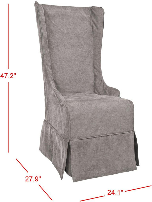 Safavieh Becall Dining Chair 20"H Linen Bark Cherry Mahogany Wood Water Based Paint Birch CA Foam Polyester Fiber Cotton Poly MCR4501D 683726814290