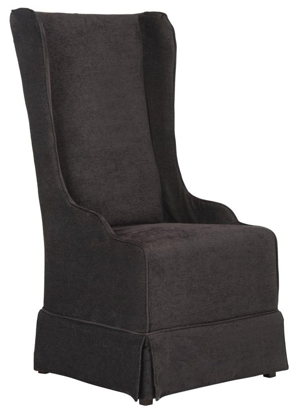 Safavieh Becall Dining Chair 20"H Linen Bark Cherry Mahogany Wood Water Based Paint Birch CA Foam Polyester Fiber Cotton Poly MCR4501D 683726814290