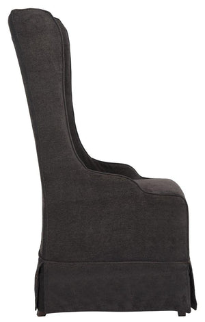 Safavieh Becall Dining Chair 20"H Linen Bark Cherry Mahogany Wood Water Based Paint Birch CA Foam Polyester Fiber Cotton Poly MCR4501D 683726814290