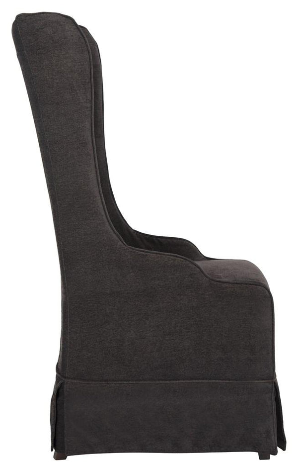 Safavieh Becall Dining Chair 20"H Linen Bark Cherry Mahogany Wood Water Based Paint Birch CA Foam Polyester Fiber Cotton Poly MCR4501D 683726814290