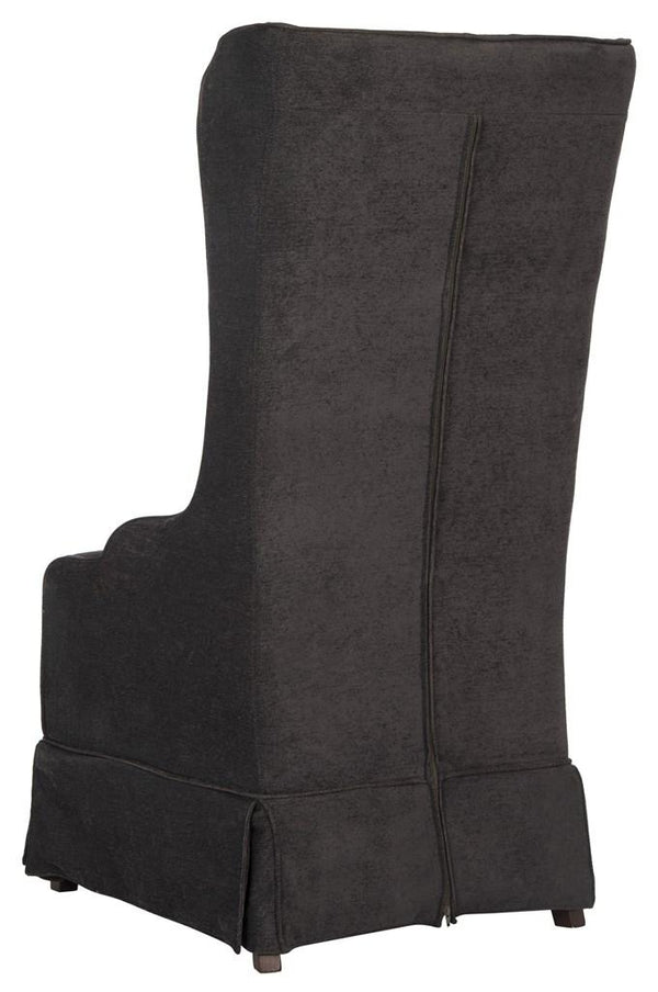 Safavieh Becall Dining Chair 20"H Linen Bark Cherry Mahogany Wood Water Based Paint Birch CA Foam Polyester Fiber Cotton Poly MCR4501D 683726814290