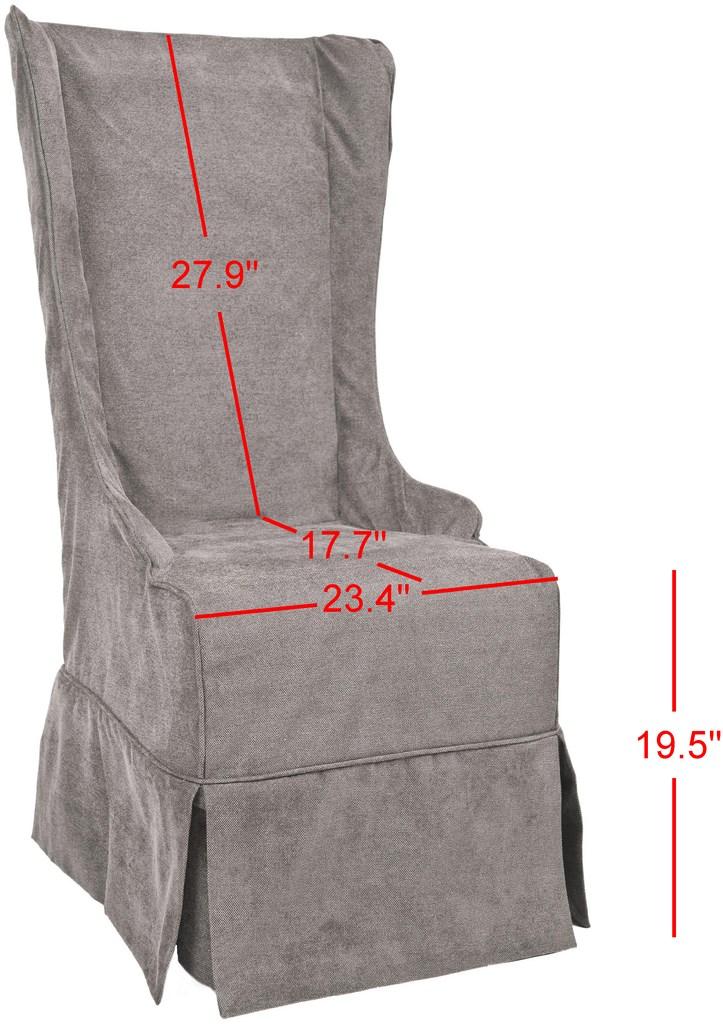 Safavieh Becall Dining Chair 20"H Linen Bark Cherry Mahogany Wood Water Based Paint Birch CA Foam Polyester Fiber Cotton Poly MCR4501D 683726814290