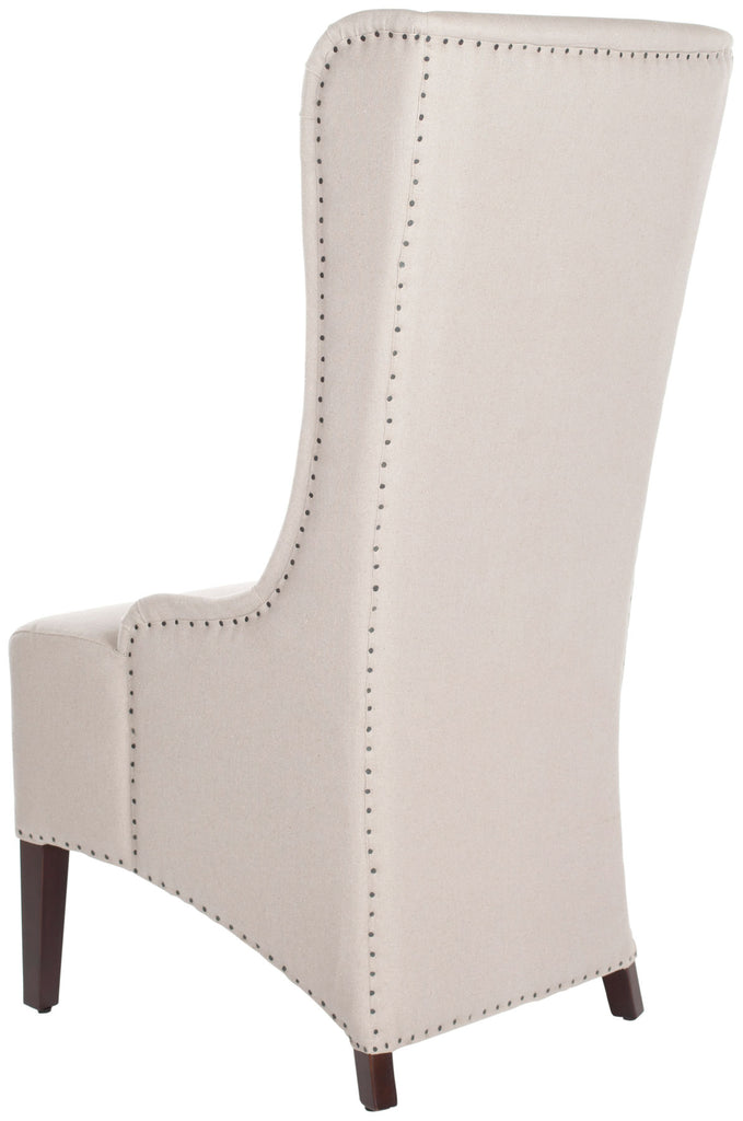 Safavieh Becall Dining Chair 20"H Linen Taupe Black Cherry Mahogany Wood Water Based Paint Birch CA Foam Polyester FiberSteelMCR4501E 683726510437