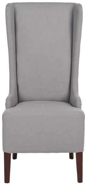 Safavieh Becall Dining Chair 20"H Linen Arctic Grey Cherry Mahogany Wood Water Paint Birch Poly Fiber Rayon Terelyne Cotton MCR4501G 683726748922
