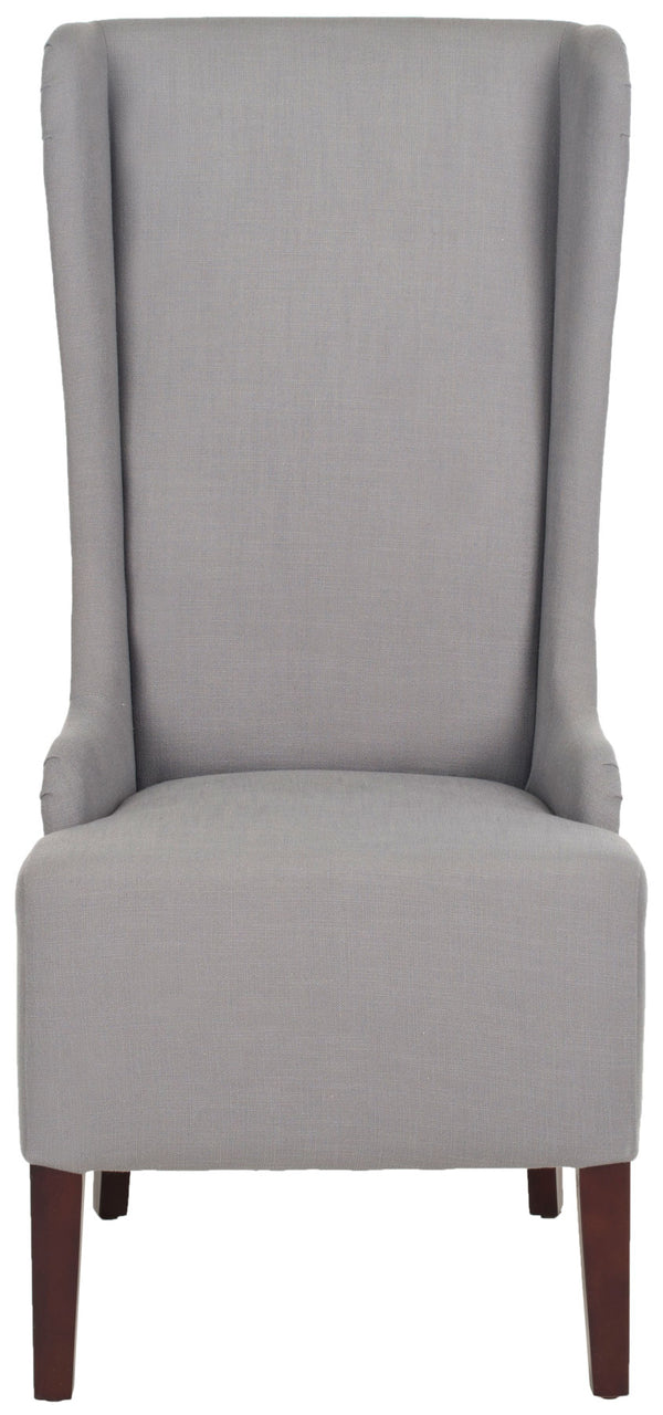 Safavieh Becall Dining Chair 20"H Linen Arctic Grey Cherry Mahogany Wood Water Paint Birch Poly Fiber Rayon Terelyne Cotton MCR4501G 683726748922