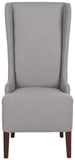 Safavieh Becall Dining Chair 20"H Linen Arctic Grey Cherry Mahogany Wood Water Paint Birch Poly Fiber Rayon Terelyne Cotton MCR4501G 683726748922