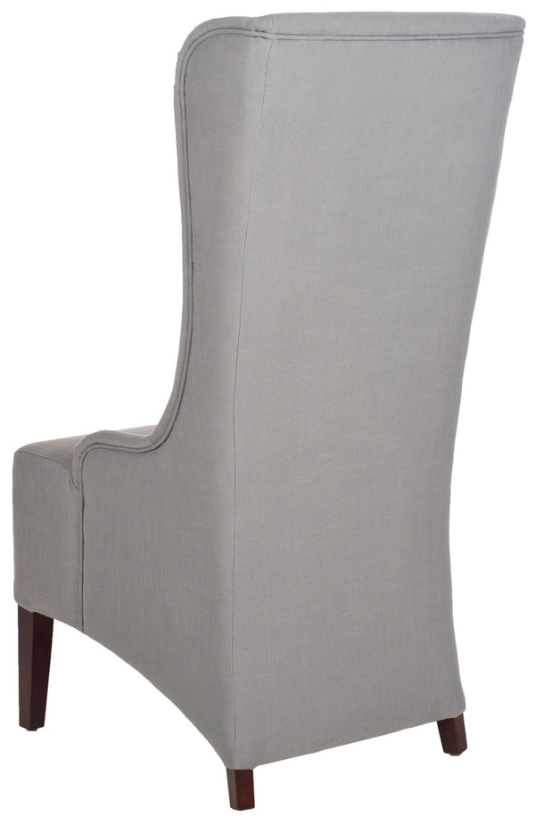 Safavieh Becall Dining Chair 20"H Linen Arctic Grey Cherry Mahogany Wood Water Paint Birch Poly Fiber Rayon Terelyne Cotton MCR4501G 683726748922