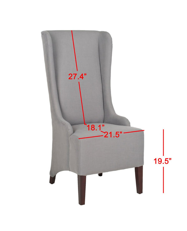 Safavieh Becall Dining Chair 20"H Linen Arctic Grey Cherry Mahogany Wood Water Paint Birch Poly Fiber Rayon Terelyne Cotton MCR4501G 683726748922