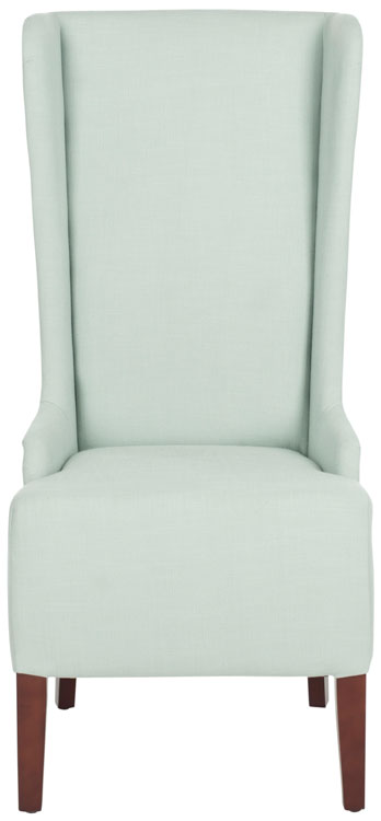 Safavieh Becall Dining Chair 20"H Linen Seafoam Green Cherry Mahogany Wood Water Based Paint Birch Poly Fiber Cotton MCR4501J 683726748984