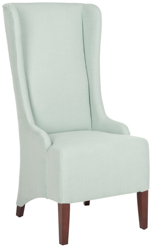 Safavieh Becall Dining Chair 20"H Linen Seafoam Green Cherry Mahogany Wood Water Based Paint Birch Poly Fiber Cotton MCR4501J 683726748984