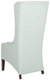 Safavieh Becall Dining Chair 20"H Linen Seafoam Green Cherry Mahogany Wood Water Based Paint Birch Poly Fiber Cotton MCR4501J 683726748984