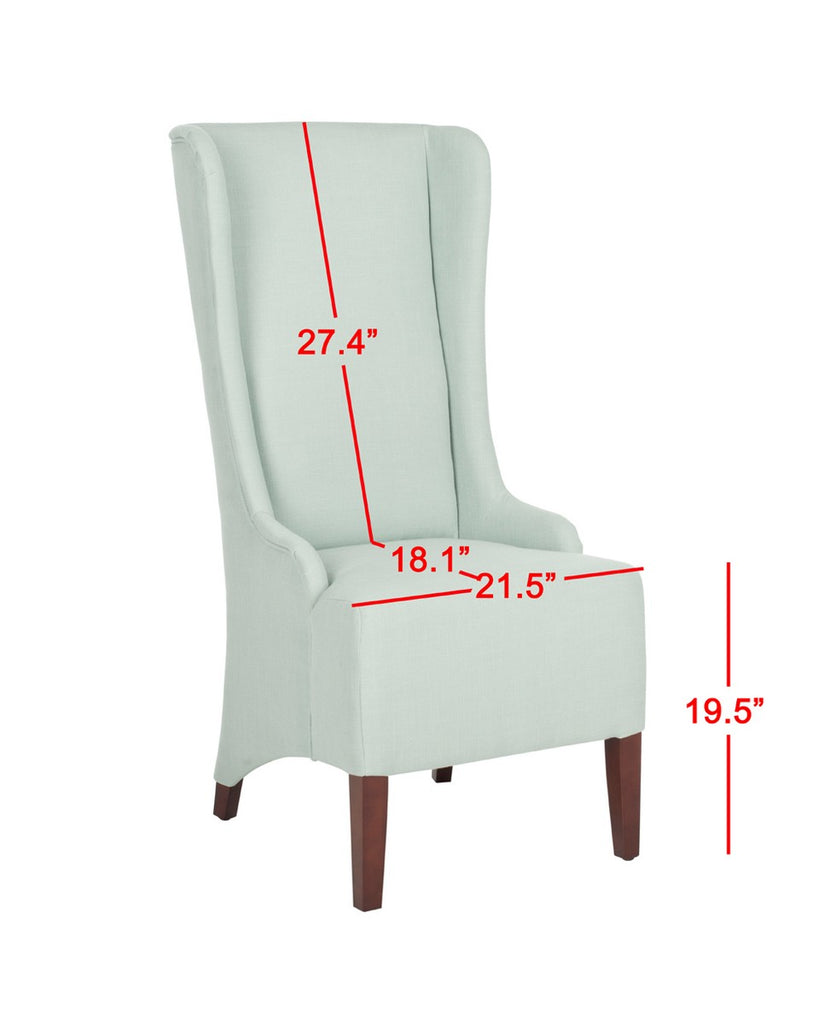 Safavieh Becall Dining Chair 20"H Linen Seafoam Green Cherry Mahogany Wood Water Based Paint Birch Poly Fiber Cotton MCR4501J 683726748984