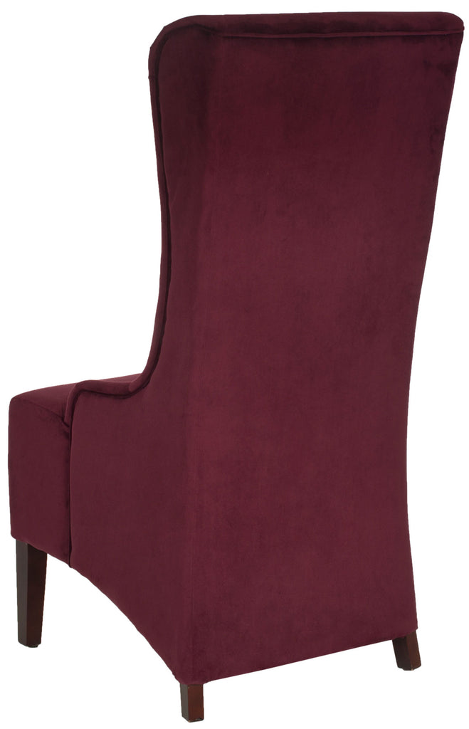 Safavieh Becall Dining Chair 20"H Velvet Bordeaux Cherry Mahogany Wood Water Based Paint Birch CA Foam Polyester Fiber Cotton MCR4501K 683726368809