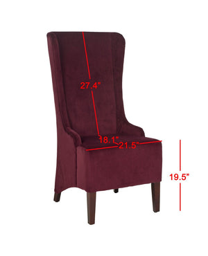 Safavieh Becall Dining Chair 20"H Velvet Bordeaux Cherry Mahogany Wood Water Based Paint Birch CA Foam Polyester Fiber Cotton MCR4501K 683726368809