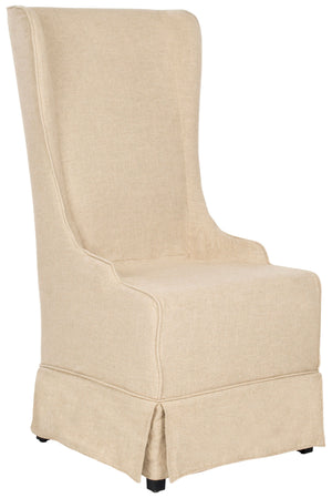 Safavieh Becall Dining Chair 20"H Linen Hemp Black Wood Water Based Paint Birch CA Foam Polyester Fiber MCR4501L 683726369080