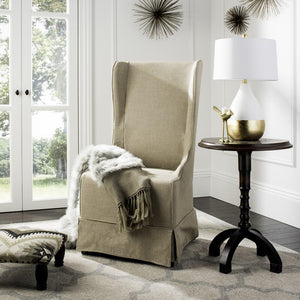 Safavieh Becall Dining Chair 20"H Linen Hemp Black Wood Water Based Paint Birch CA Foam Polyester Fiber MCR4501L 683726369080