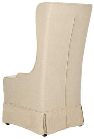 Safavieh Becall Dining Chair 20"H Linen Hemp Black Wood Water Based Paint Birch CA Foam Polyester Fiber MCR4501L 683726369080