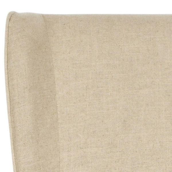 Safavieh Becall Dining Chair 20"H Linen Hemp Black Wood Water Based Paint Birch CA Foam Polyester Fiber MCR4501L 683726369080